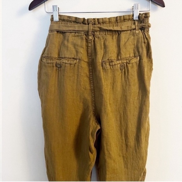 Free People Paperbag Pants Straight Leg Linen Cuffed Leg Tie Belt Size Small - Picture 4 of 11